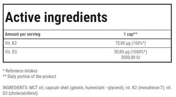 Vitamin D3+K2 (MK-7) - 60 капс